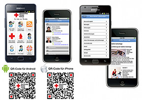 DRK-App in Smartphones mit QR-Code