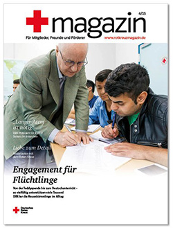 Titelbild rotkreuzmagazin - Engagement für Flüchtlinge