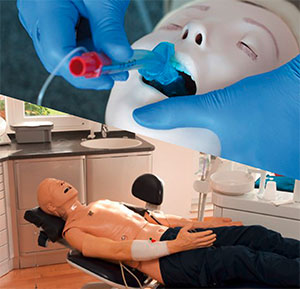 Collage aus Puppe bei Zahnbehandlung und liegend beim Arzt