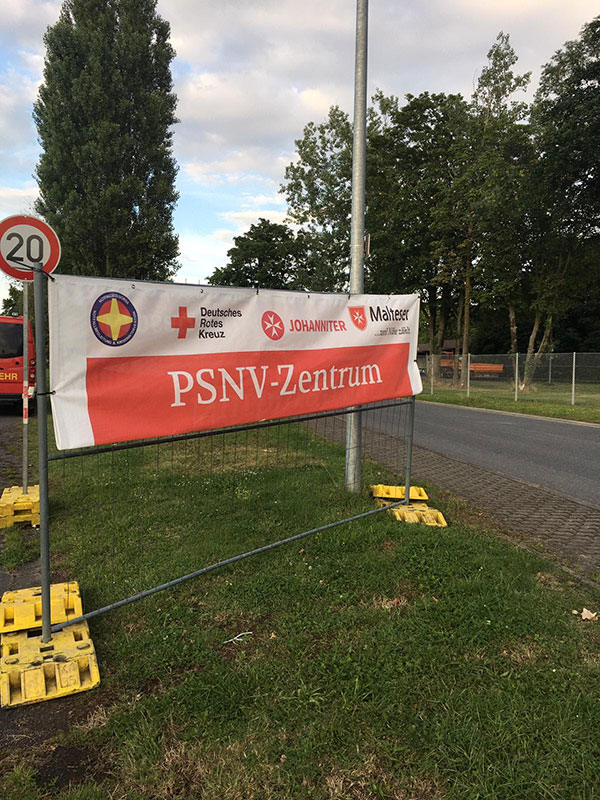 Banner mit der Aufschrift PSNV-Zentrum