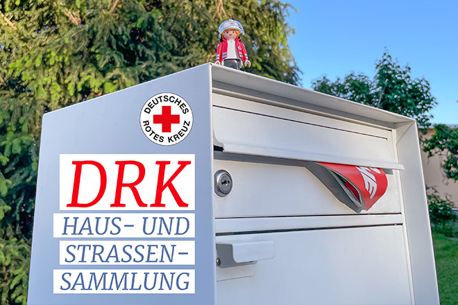 Bild größer ansehen Briefkasten mit der Aufschrift DRK Haus- und Straßensammlung; Foto: DRK Kreisverband Karlsruhe