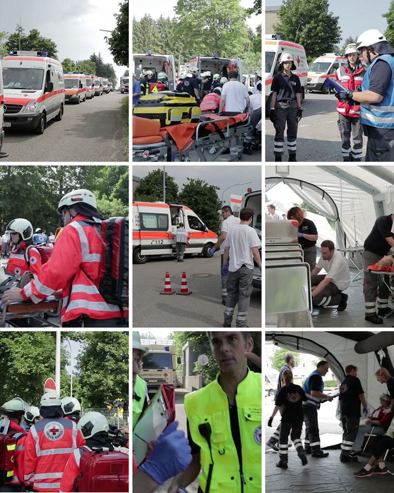 Collage mit Bildern einer Katastrophenschutzübung