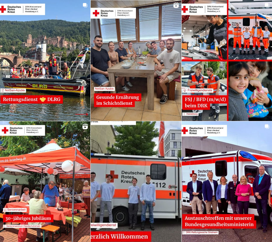 Sechs Posts auf Instagram