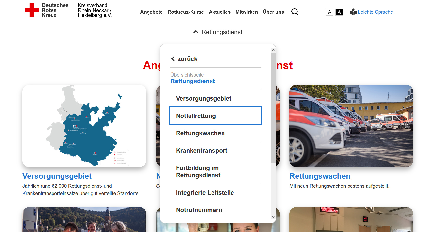 Navigation mit Ausklapp-Menü