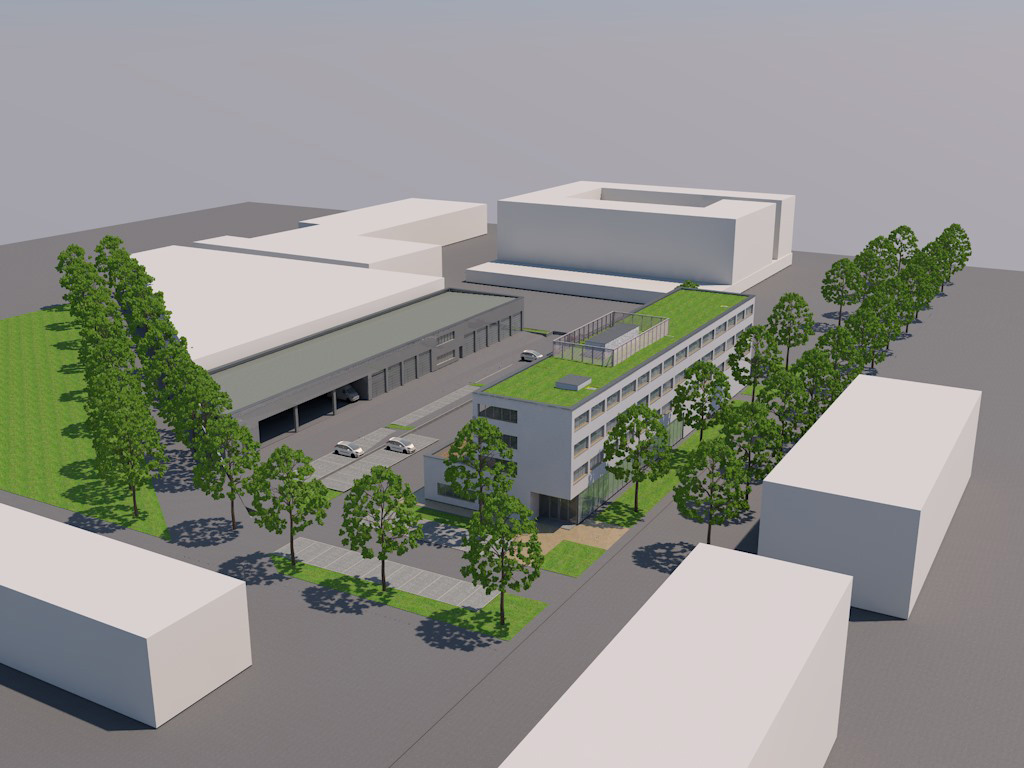Illustration des Geländes mit dem Neubau