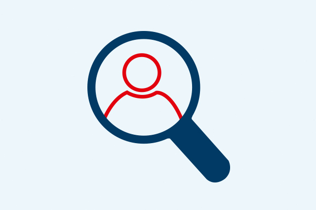 Lupe über einem Personen-Icon