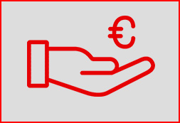 Grafik Euro-Symbol über einer Hand