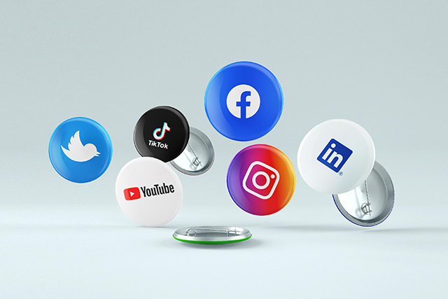 Buttons mit Social Media-Symbolen